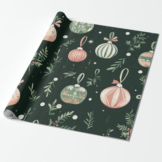  Vakantie Charm Feestelijke Baubles Cadeaupapier (Uitgerold)