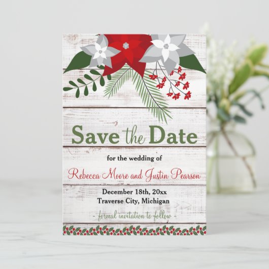 Vakantie charme - Winter / Kerstmis Save the Date (Staand voorkant)