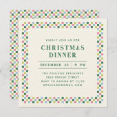 Vakantie Checkerboard Party Uitnodiging - Groen (Voorkant / Achterkant)