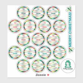 Vakantie Checkered Circle Gift Labels