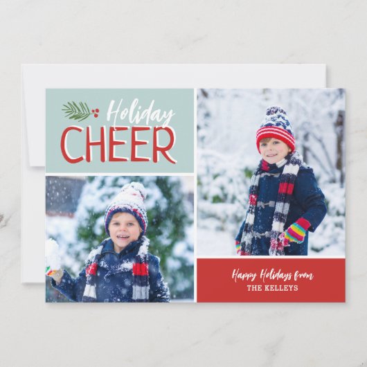 Vakantie Cheer 2 fotocollage Feestdagenkaart (Voorkant)