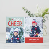 Vakantie Cheer 2 fotocollage Feestdagenkaart (Staand voorkant)