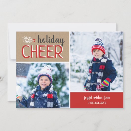 Vakantie Cheer 2 fotocollage Feestdagenkaart (Voorkant)