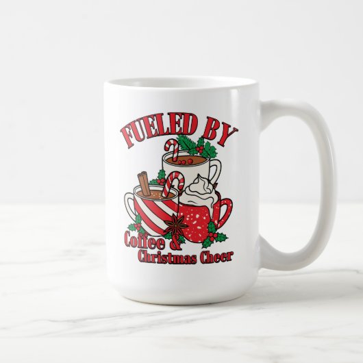 Vakantie Cheer Afgebeeld in Kerst Koffie Cups Koffiemok (Rechts)