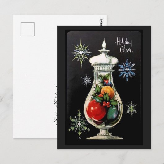 Vakantie Cheer Black Candy Jar Briefkaart (Voorkant / Achterkant)