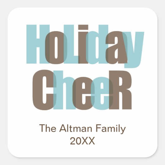 Vakantie Cheer blauw bruin overlay cadeau label la (Voorkant)