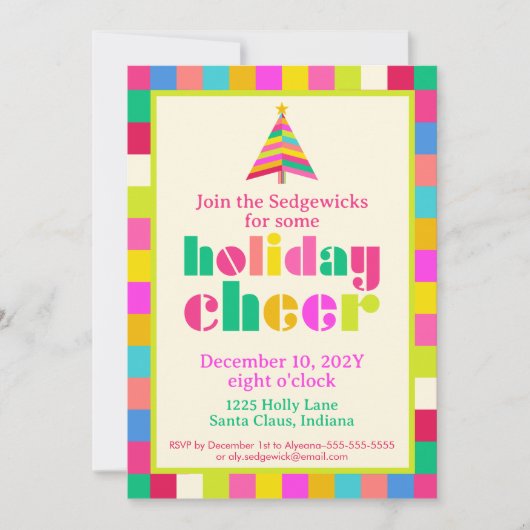 Vakantie Cheer Bright Modern Rainbow Stripes Party Kaart (Voorkant)