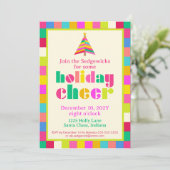 Vakantie Cheer Bright Modern Rainbow Stripes Party Kaart (Staand voorkant)