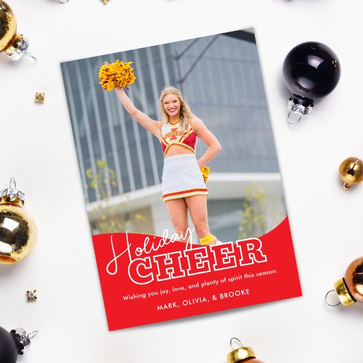 Vakantie Cheer Cheerleading Kerstfotokaart Feestdagenkaart