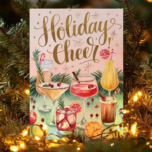 Vakantie Cheer Cocktail Christmas Kaart