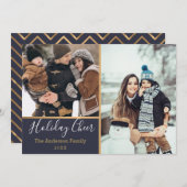 Vakantie Cheer Faux Gold Photo Collage Flat Kaart (Voorkant / Achterkant)