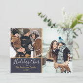 Vakantie Cheer Faux Gold Photo Collage Flat Kaart (Staand voorkant)