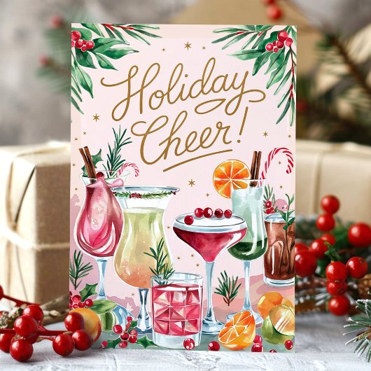 Vakantie Cheer Feestelijke Cocktail Christmas Kaar Feestdagen Kaart