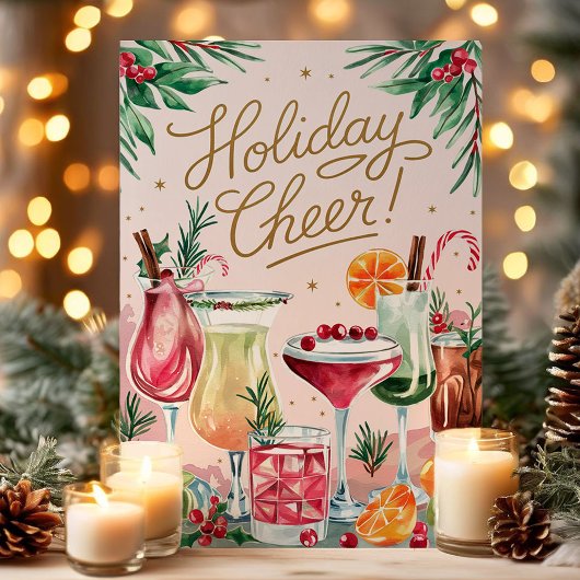 Vakantie Cheer Feestelijke Cocktail Christmas Kaar Feestdagen Kaart