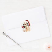  vakantie Cheer in Waterverf Ronde Sticker (Envelop)