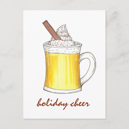 Vakantie Cheer Kerst Eggnog Drink Illustratie Feestdagenkaart (Voorkant)