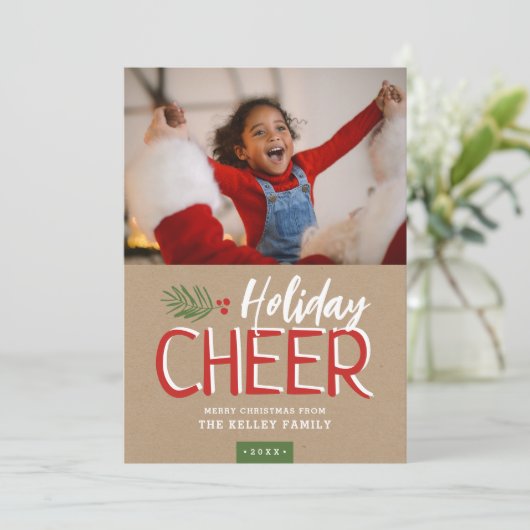 Vakantie Cheer Kerstmis Fotokaart Feestdagenkaart (Staand voorkant)