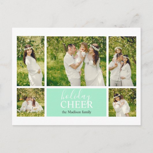 Vakantie Cheer Mint Green Five Foto Briefkaart (Voorkant)