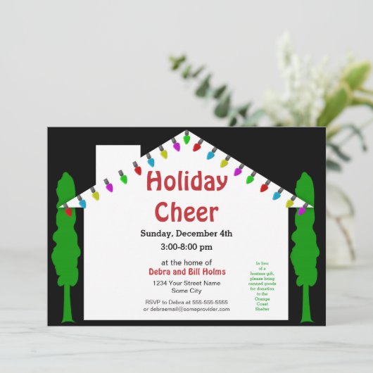 Vakantie Cheer Open House Uitnodiging (Staand voorkant)