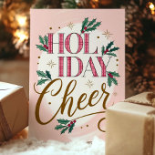 Vakantie Cheer Plaid en Holly Christmas Kaart