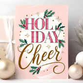 Vakantie Cheer Plaid en Holly Christmas Kaart