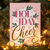 Vakantie Cheer Plaid en Holly Christmas Kaart