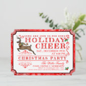 Vakantie Cheer Rendier Kerstfeest Uitnodiging (Staand voorkant)