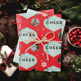 Vakantie Cheer Retro Ornament familienaam Christma Inpakpapier Vel