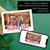 Vakantie Cheer Typografie Foto Kerstmis Feestdagenkaart
