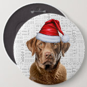Vakantie Chesapeake Santa Dog op Woof Achtergrond Ronde Button 6,0 Cm (Voorkant /achterkant)