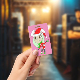 vakantie chibi konijn meisje badge