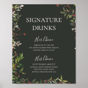 Vakantie Chic Botanical Dark Green Signature Drink Poster