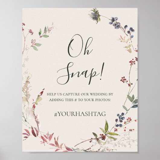 Vakantie Chic Botanisch | Champagne Oh Snap Hashta Poster (Voorkant)