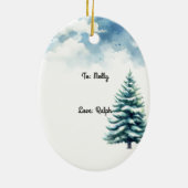 Vakantie Chic Brunette Rode Mode gepersonaliseerd Keramisch Ornament (Achterkant)