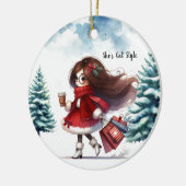 Vakantie Chic Styled Brunette Mode Gepersonaliseer Keramisch Ornament (Links)