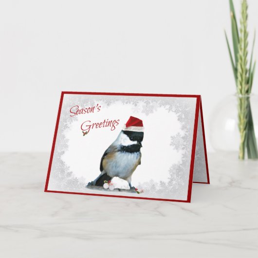 Vakantie Chickadee Feestdagen Kaart (Voorkant)