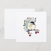 Vakantie Chickadee Songbird Waterverf Fine Art Feestdagenkaart (Voorkant / Achterkant)