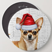 Vakantie Chihuahua Santa Dog op Woof Achtergrond Ronde Button 6,0 Cm (Voorkant /achterkant)