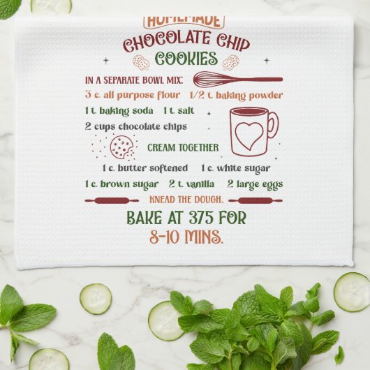 Vakantie Chocolade Chip Cookie Recept Kerstmis Theedoek (Gevouwen)