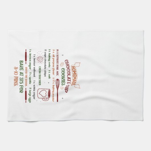 Vakantie Chocolade Chip Cookie Recept Kerstmis Theedoek (Horizontaal)