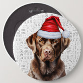 Vakantie Chocolade Lab Hond op Woof Achtergrond Ronde Button 6,0 Cm (Voorkant /achterkant)