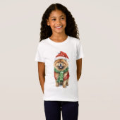 Vakantie Chow Kinder T-shirt – Schattigee Kerst Ho (Voorkant volledig)