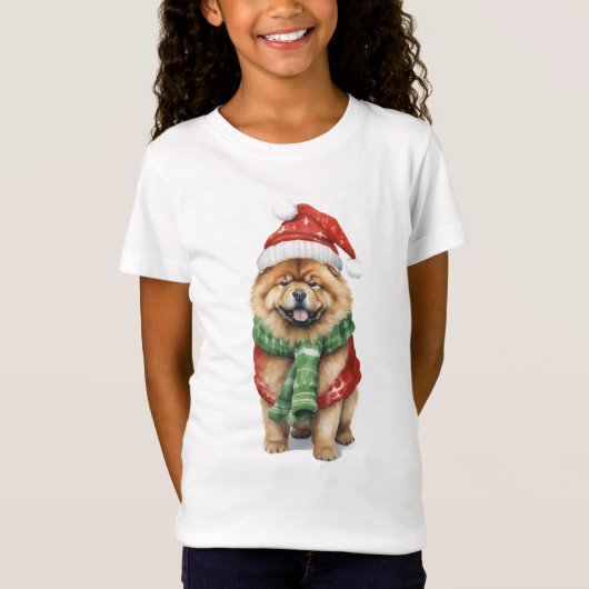 Vakantie Chow Kinder T-shirt – Schattigee Kerst Ho (Voorkant)