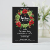 Vakantie CHRISTMAS PARTIJ WreatBlack Red White Kaart (Staand voorkant)