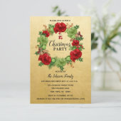 Vakantie CHRISTMAS PARTIJ Wreated GOLD Red Green Kaart (Staand voorkant)