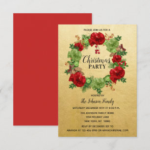 Vakantie CHRISTMAS PARTIJ Wreated GOLD Red Green Kaart