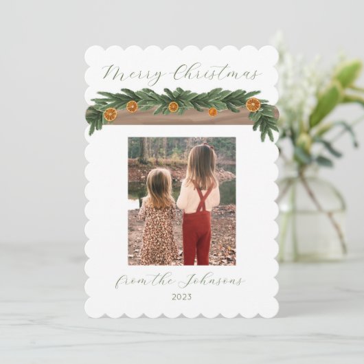 Vakantie Citrus Garland - Kerst Kaart, Script Kaart (Staand voorkant)