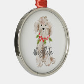 Vakantie Cockapoo Hondennaam Holly Feestelijke Ker Metalen Ornament (Rechts)