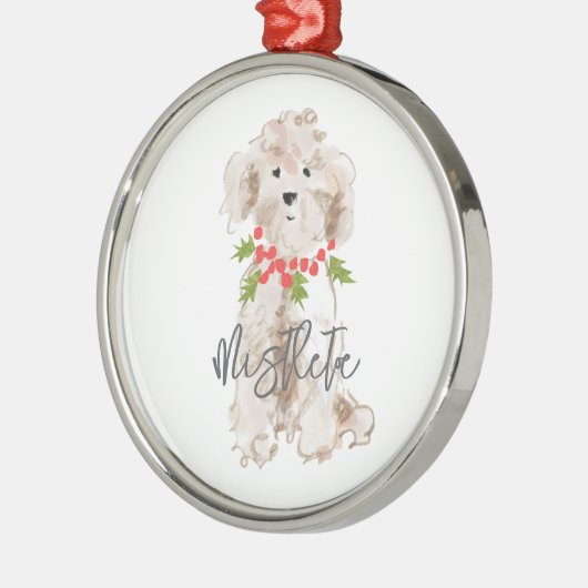 Vakantie Cockapoo Hondennaam Holly Feestelijke Ker Metalen Ornament (Links)