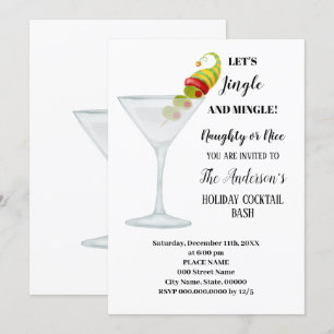 Vakantie Cocktail Bash Jaarlijks Kerstfeest Kaart